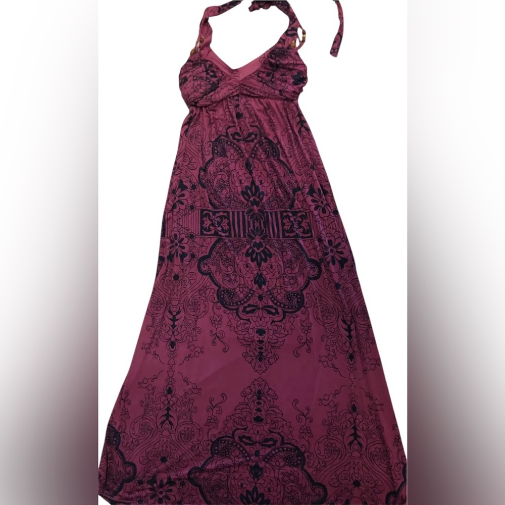 Kouture By Kimora Purple Halter Maxi Dress With Bead Detail Size Small